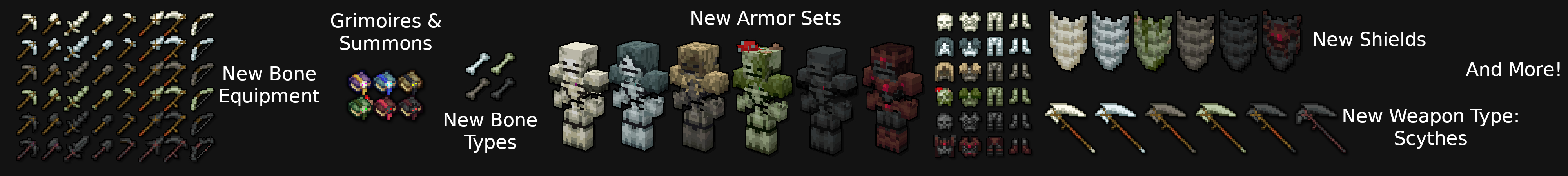 Panorama of the Minecraft Bedrock Marketplace product Bones Expansion Add-On created by Team Metallurgy.