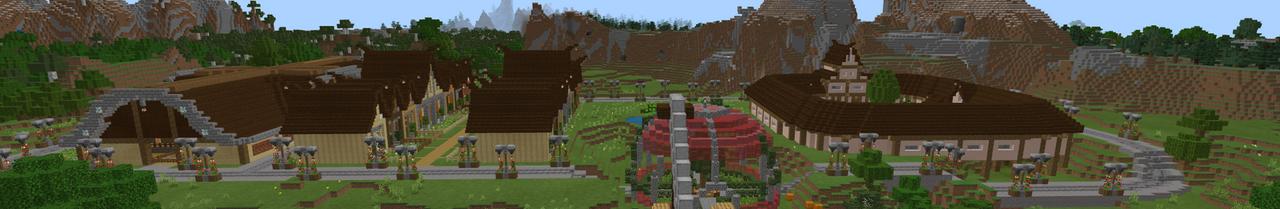 Panorama of the Minecraft Bedrock Marketplace product Greensburg Hollow created by Team Phoenix Studio.
