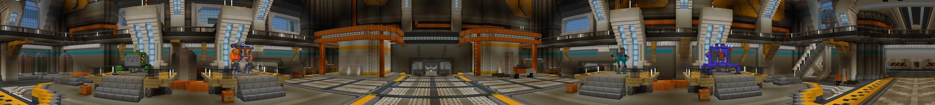 Panorama of the Minecraft Bedrock Marketplace product Mech Suits created by Team Vaeron.