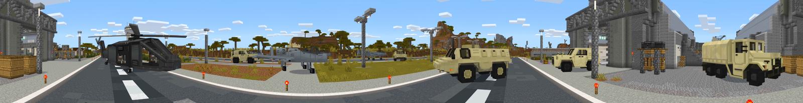 Panorama of the Minecraft Bedrock Marketplace product Military Base created by Team Vaeron.