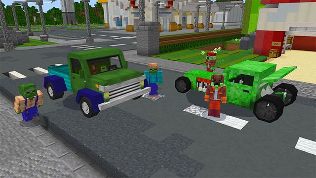 Screenshot of the Minecraft Bedrock Marketplace product Mob Cars created by Team Vaeron.