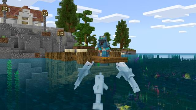 Screenshot of the Minecraft Bedrock Marketplace product Ocean Animals created by Team Vaeron.