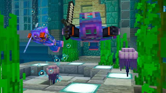 Screenshot of the Minecraft Bedrock Marketplace product Ocean Animals created by Team Vaeron.