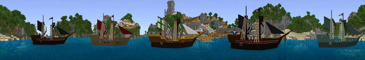 Panorama of the Minecraft Bedrock Marketplace product Pirate Ships created by Team Vaeron.