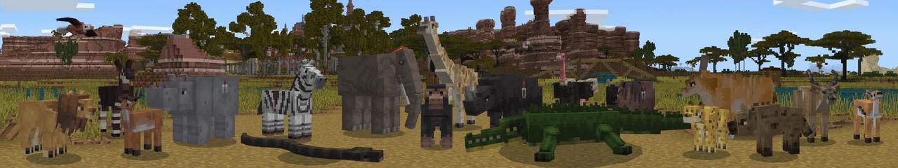 Panorama of the Minecraft Bedrock Marketplace product Safari Animals created by Team Vaeron.