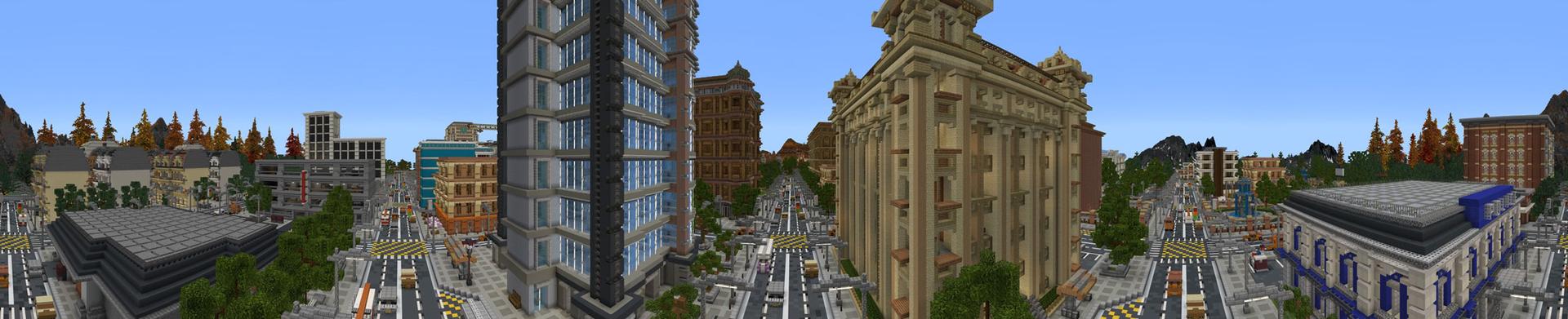 Panorama of the Minecraft Bedrock Marketplace product Curio City created by Team Visionary.