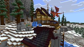 Screenshot of the Minecraft Bedrock Marketplace product Frozen Dragon Village created by Team Visionary.