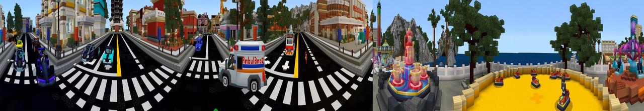 Panorama of the Minecraft Bedrock Marketplace product Luxuries of Freedom City created by Team Visionary.
