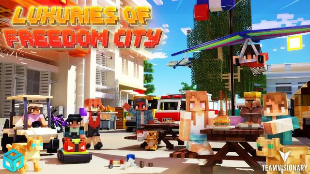 Thumbnail of the Minecraft Bedrock Marketplace product Luxuries of Freedom City created by Team Visionary.