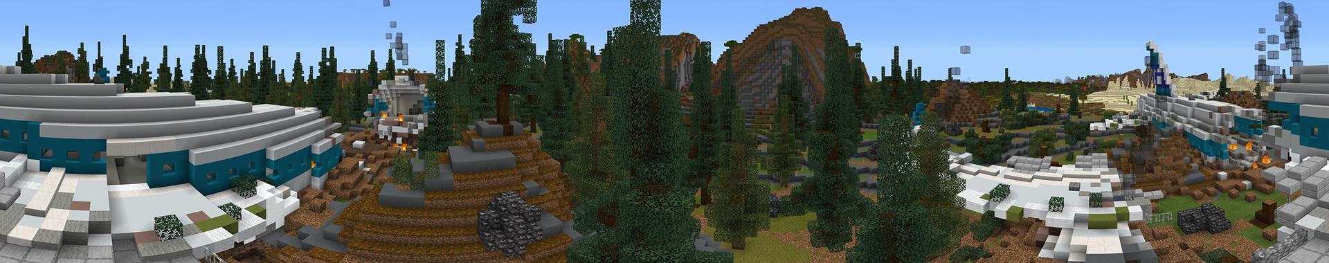 Panorama of the Minecraft Bedrock Marketplace product Plane Crash Survival created by Team Visionary.