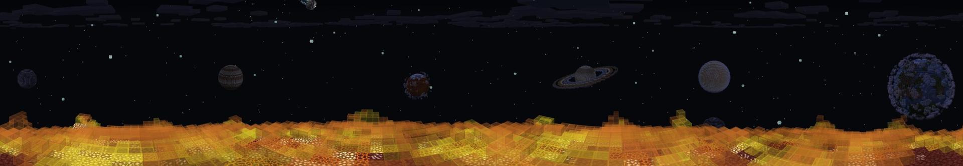 Panorama of the Minecraft Bedrock Marketplace product Solar System Skyblock created by Team Visionary.