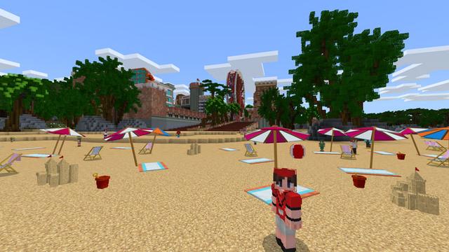 Screenshot of the Minecraft Bedrock Marketplace product Tropical City Resort created by Team Visionary.