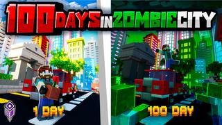 Thumbnail of the Minecraft Bedrock Marketplace product 100 DAYS IN ZOMBIE CITY created by Team VoidFeather.