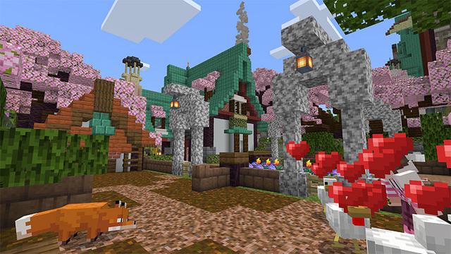 Screenshot of the Minecraft Bedrock Marketplace product Cherry Blossom Treehouse created by Team VoidFeather.