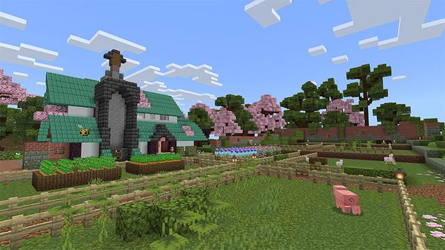 Screenshot of the Minecraft Bedrock Marketplace product Cherry Blossom Treehouse created by Team VoidFeather.