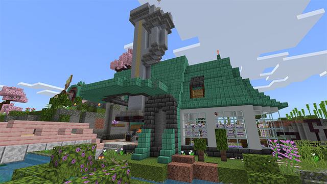 Screenshot of the Minecraft Bedrock Marketplace product Cherry Blossom Treehouse created by Team VoidFeather.