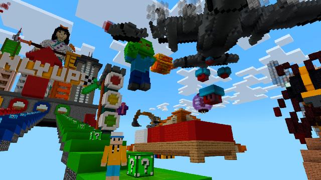 Screenshot of the Minecraft Bedrock Marketplace product ONLY UP! Lucky Block created by Team VoidFeather.