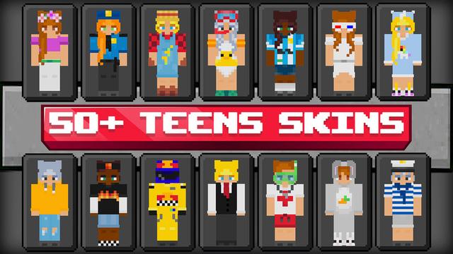 Thumbnail of the Minecraft Bedrock Marketplace product 50+ TEENS SKINS created by Teplight.