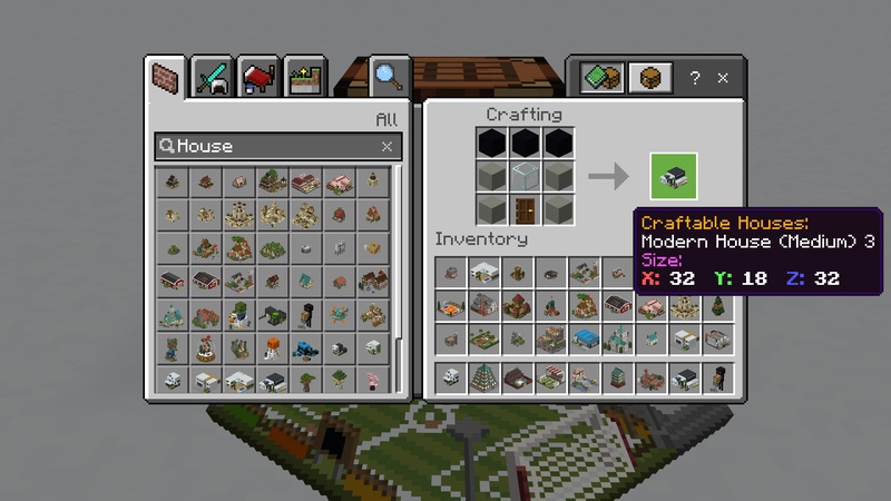Screenshot of the Minecraft Bedrock Marketplace product Craftable Houses Add-On created by Teplight.