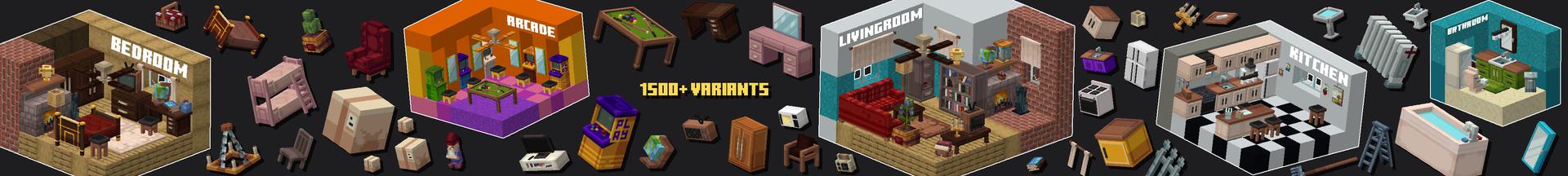 Panorama of the Minecraft Bedrock Marketplace product Furniture++ Add-On created by Teplight.
