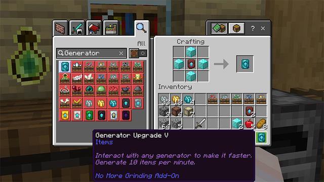 Screenshot of the Minecraft Bedrock Marketplace product No More Grind Add-On created by Teplight.