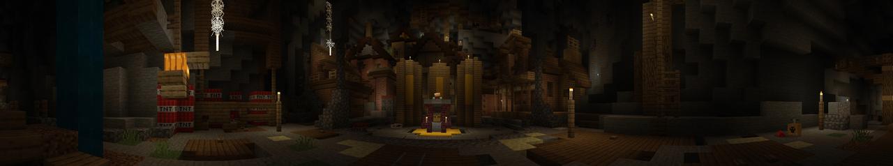 Panorama of the Minecraft Bedrock Marketplace product Cave City created by Tetrascape.