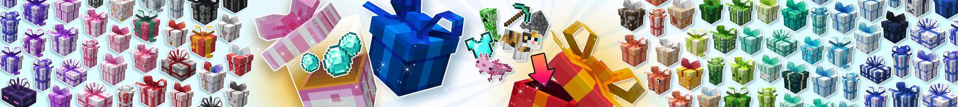 Panorama of the Minecraft Bedrock Marketplace product Gifts Add-On created by Tetrascape.