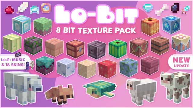Thumbnail of the Minecraft Bedrock Marketplace product Lo-Bit 8-bit created by Tetrascape.