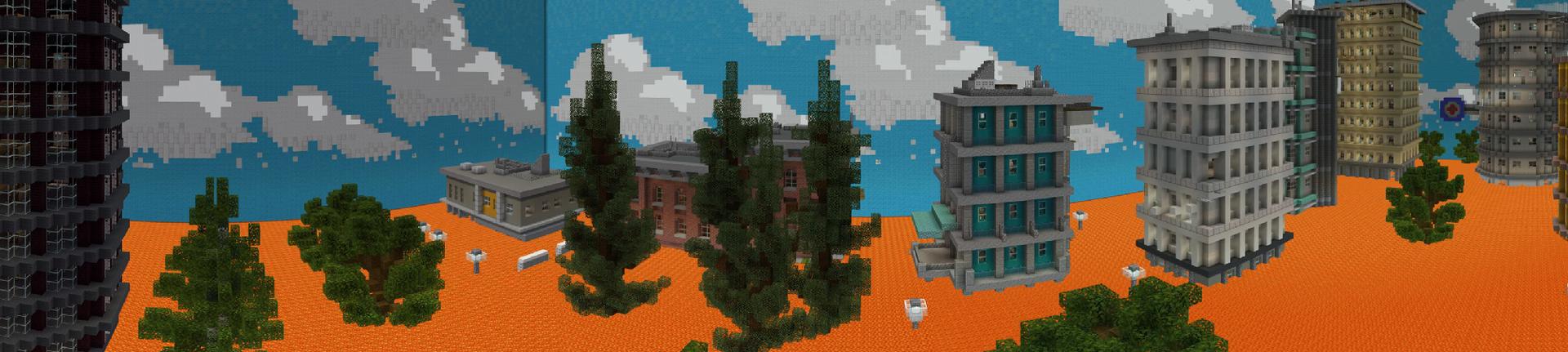 Panorama of the Minecraft Bedrock Marketplace product Parkour City: Lava Rising created by Tetrascape.