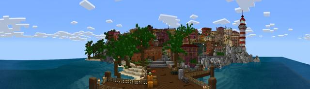 Panorama of the Minecraft Bedrock Marketplace product Parkour City 2 created by Tetrascape.