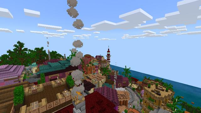 Screenshot of the Minecraft Bedrock Marketplace product Parkour City 2 created by Tetrascape.