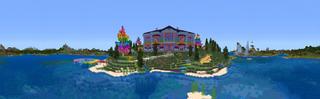 Panorama of the Minecraft Bedrock Marketplace product Rainbow Mansion created by Tetrascape.