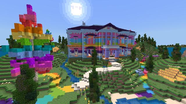 Screenshot of the Minecraft Bedrock Marketplace product Rainbow Mansion created by Tetrascape.