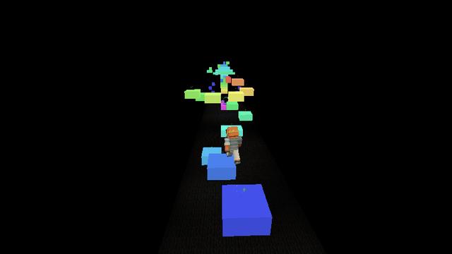 Screenshot of the Minecraft Bedrock Marketplace product Rainbow Parkour created by Tetrascape.