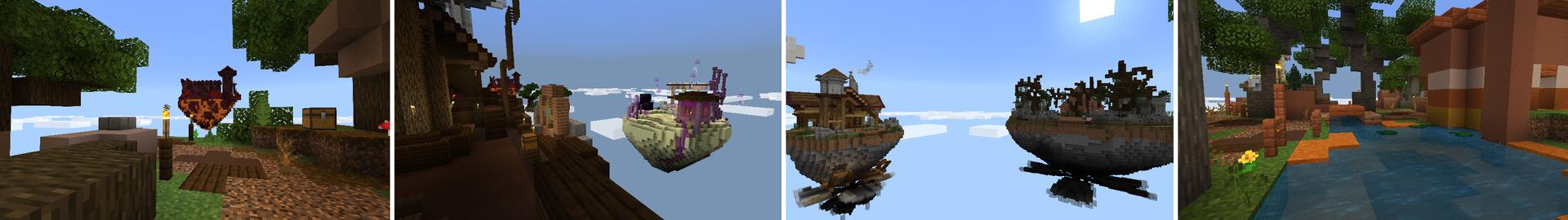 Panorama of the Minecraft Bedrock Marketplace product Steampunk Skyblock created by Tetrascape.
