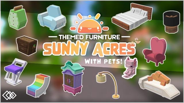 Thumbnail of the Minecraft Bedrock Marketplace product Themed Furniture: Sunny Acres created by Tetrascape.