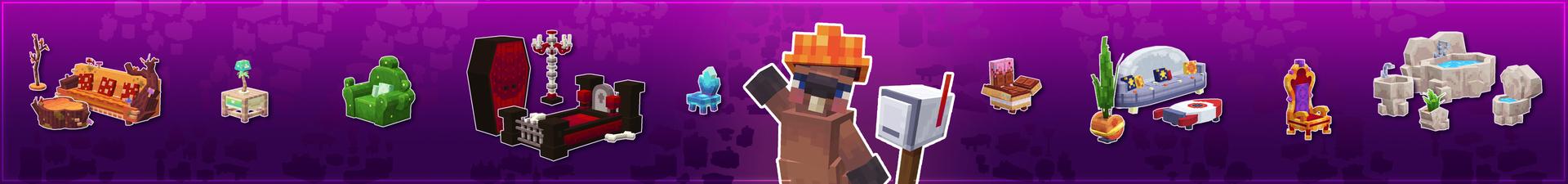 Panorama of the Minecraft Bedrock Marketplace product Themed Furniture Add-On created by Tetrascape.