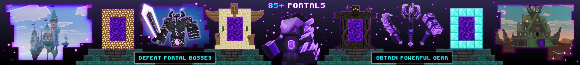 Panorama of the Minecraft Bedrock Marketplace product 85+ Portals created by The Craft Stars.