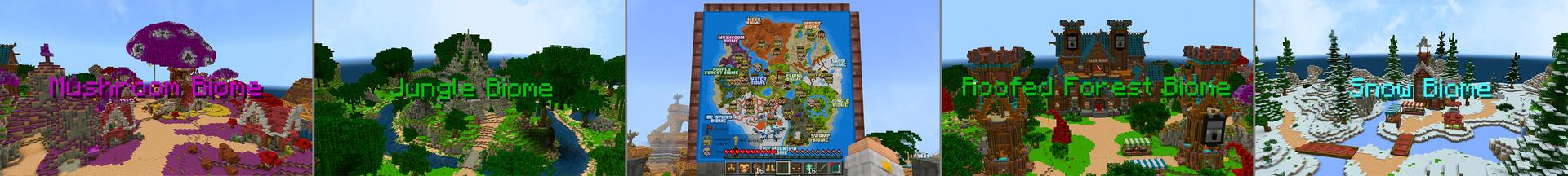 Panorama of the Minecraft Bedrock Marketplace product Biome Survival - Mash-Up created by The Craft Stars.