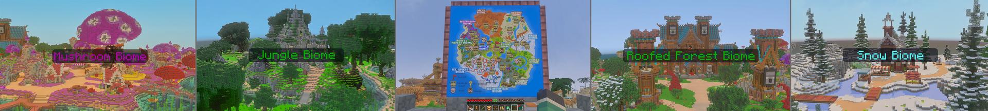 Panorama of the Minecraft Bedrock Marketplace product Biome Survival - Mash-Up created by The Craft Stars.