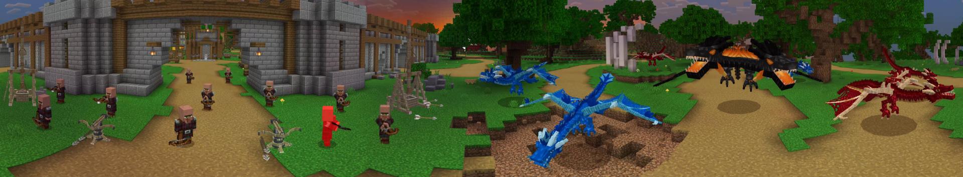 Panorama of the Minecraft Bedrock Marketplace product Dragon Siege Bunker! created by The Craft Stars.