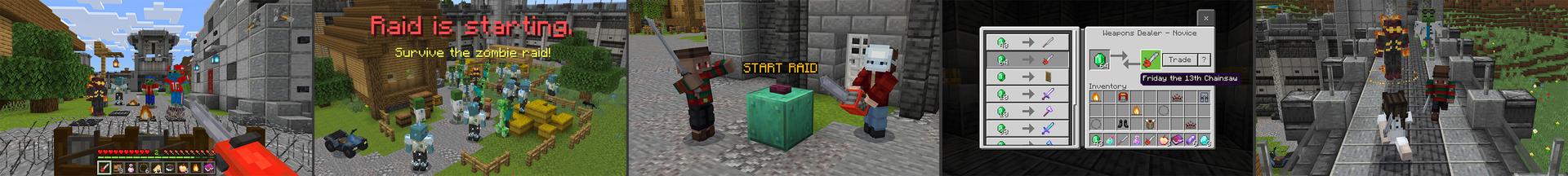 Panorama of the Minecraft Bedrock Marketplace product Friday the 13th - Base Defense created by The Craft Stars.
