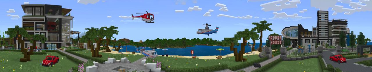 Panorama of the Minecraft Bedrock Marketplace product Hacker vs Robber created by The Craft Stars.