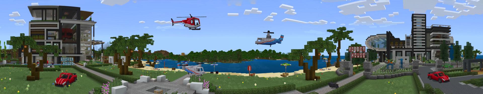 Panorama of the Minecraft Bedrock Marketplace product Hacker vs Robber created by The Craft Stars.