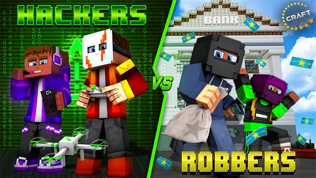 Thumbnail of the Minecraft Bedrock Marketplace product Hackers vs Robbers created by The Craft Stars.