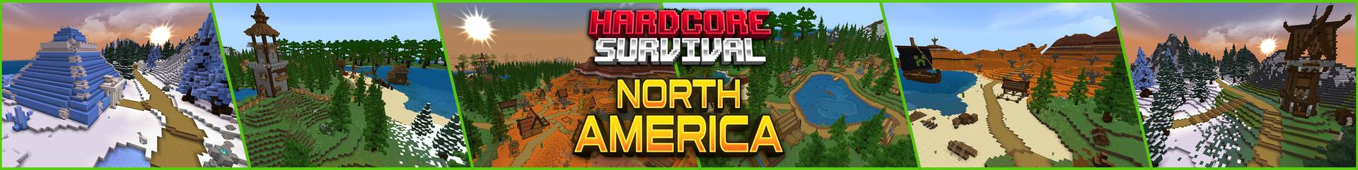 Panorama of the Minecraft Bedrock Marketplace product Hardcore Survival - N. America created by The Craft Stars.