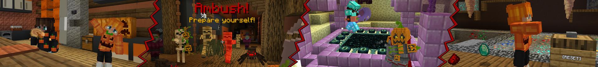 Panorama of the Minecraft Bedrock Marketplace product Haunted Secret Base created by The Craft Stars.