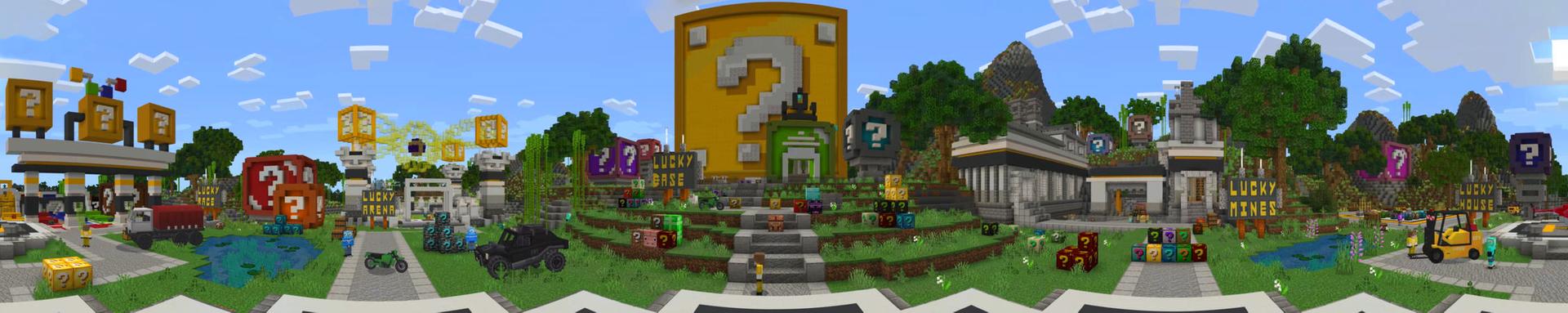 Panorama of the Minecraft Bedrock Marketplace product How to Live in a Lucky Block? created by The Craft Stars.