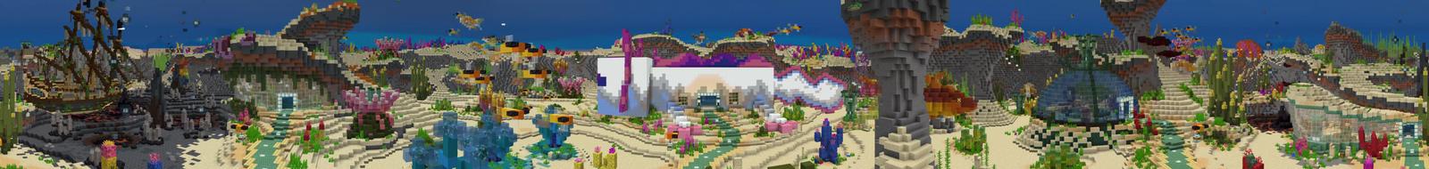 Panorama of the Minecraft Bedrock Marketplace product How to live inside an Axolotl? created by The Craft Stars.