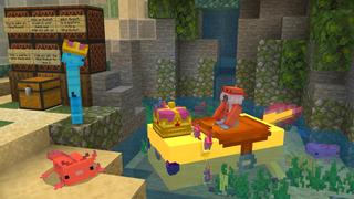 Screenshot of the Minecraft Bedrock Marketplace product How to live inside an Axolotl? created by The Craft Stars.